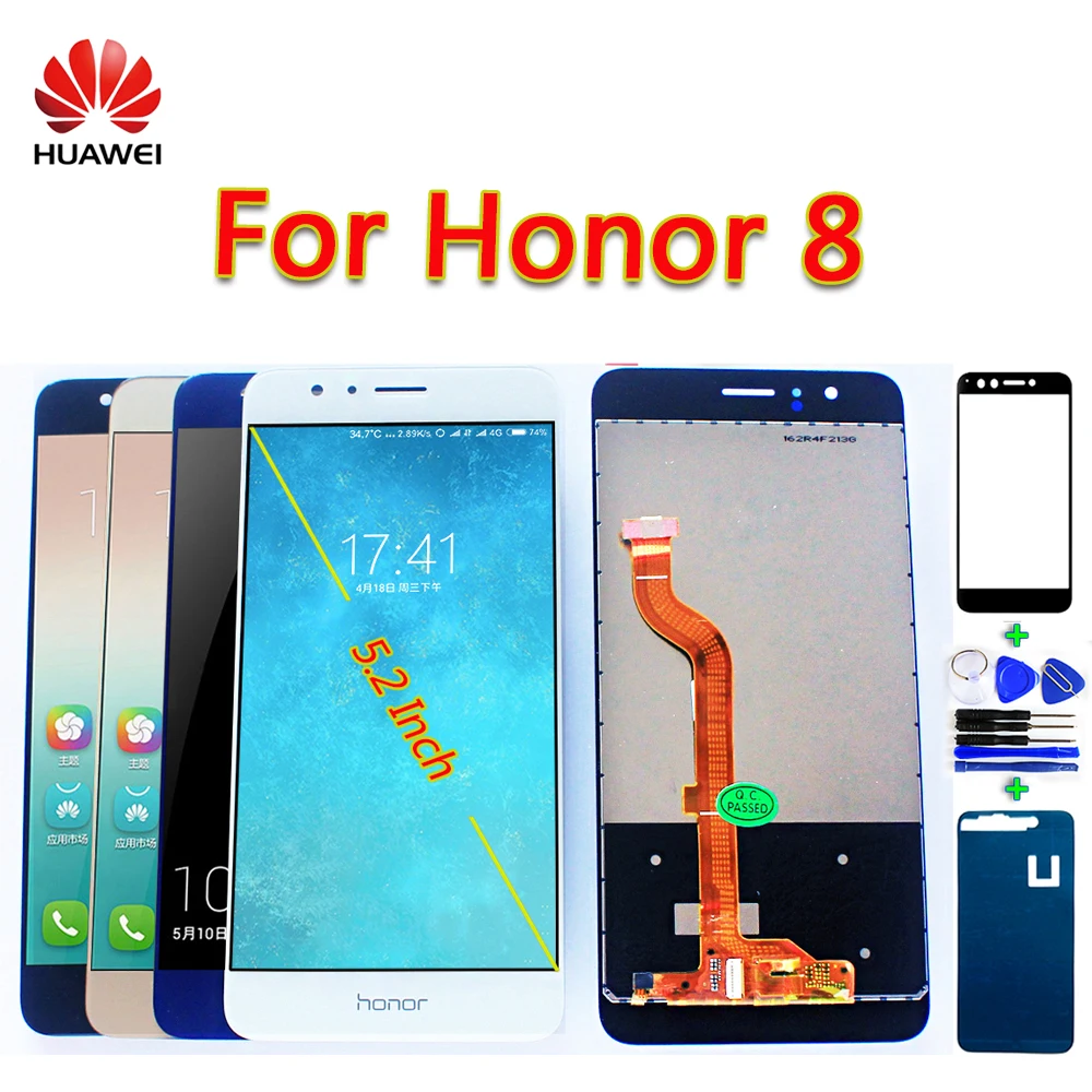 Huawei Honor 8 ЖК-дисплей для huawei Honor 8 FRD-L19 FRD-L09 сенсорный экран 5,2 дюймов дигитайзер сборка рамка с бесплатными инструментами