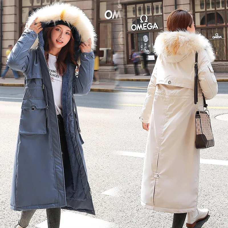 

2019 New Style Parka X-long over-the-Knee Korean-style Cotton-padded Jacket Thick Cotton Coat Loose Warm Cotton-padded Clothes W