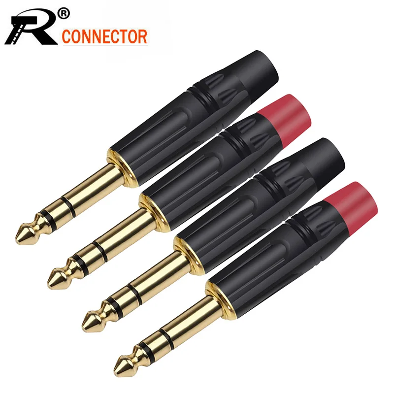 10pcs 6.35mm 1/4 Stereo Metal male plug audio cable connectors spring 