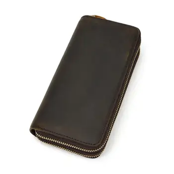 

YUPINXUAN Coffee Color Long Purse for Men Vintage Cow Leather Money Clips