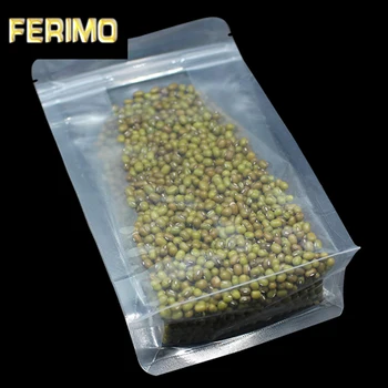 

12*22+5cm Stand Up Plastic Side Gusset Bag Self Seal Ziplock Doypack Pouch Zipper Clear Bags Food Storage Candy Coffee Sugar