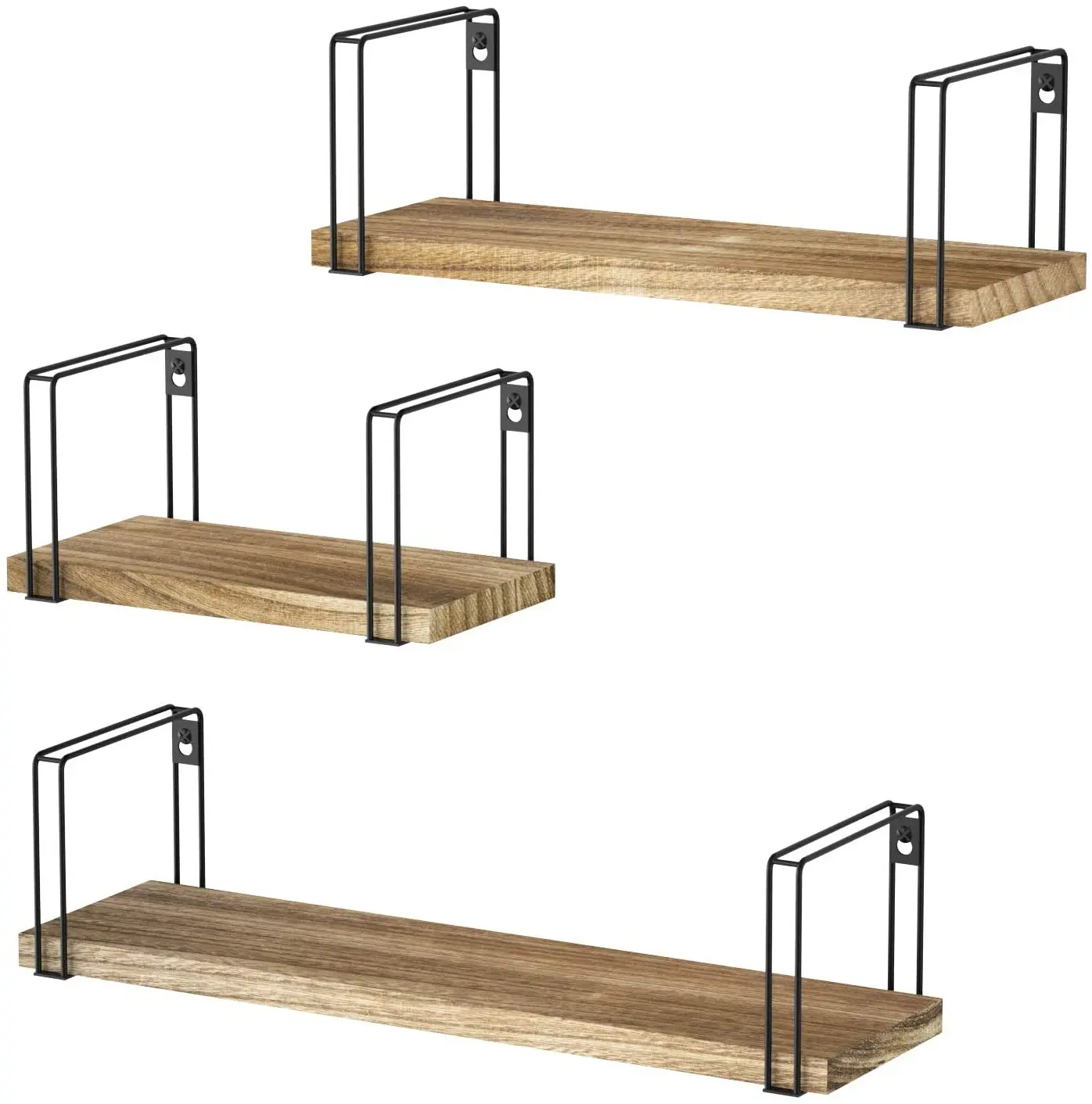 

Rustic Floating Shelves, Wood Wall Shelves Set of 3, Wall Mounted Hanging Shelves for Bedroom, Living Room, Kitchen US in Stock