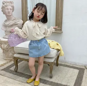 

2020 new girls bow shirt spring chiffon fashion girls blouse 3-8 years HO178