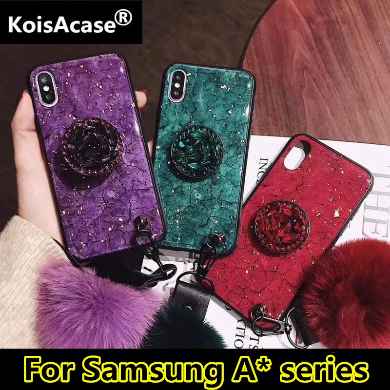 KoisAcase роскошный эпоксидный зеленый фиолетовый phonecase для Samsung A10 A20 A30 A40 A40S A50 A60 A70 A80