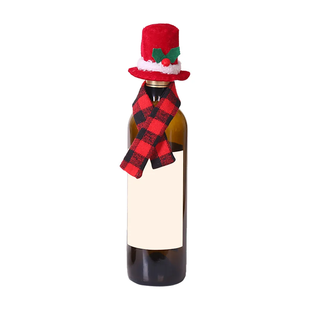 Новинка, рождественское красное вино, чехол для бутылки, креативный орнамент, шарф, шапка, комплект из двух предметов, набор для бутылки красного вина, navidad FN65 - Цвет: B