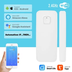 CUSAM Tuya Smart WIFI Door Window Sensor Open / Closed Detector Wireless Alarm Home Security App Works with Alexa Google Home