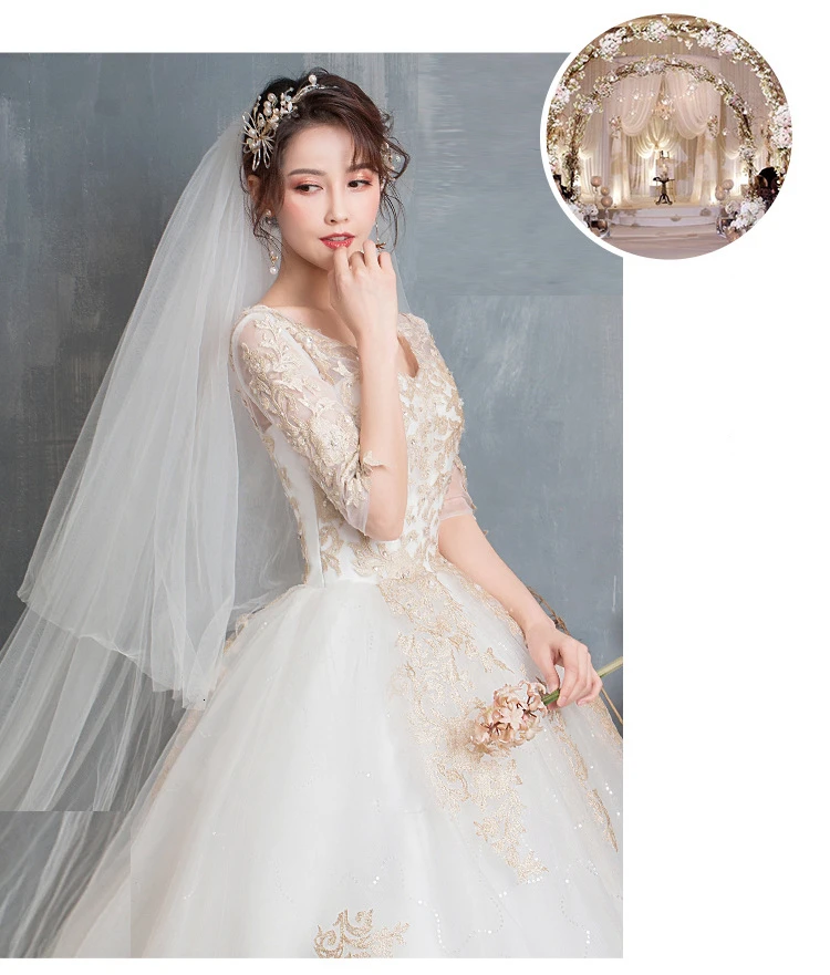 White Wedding Dresses Appliques Ruffle Sleeve Ball Gown Beaded Embroidery Tulle Elegant Wedding Gowns For Bride Robe De Mariage
