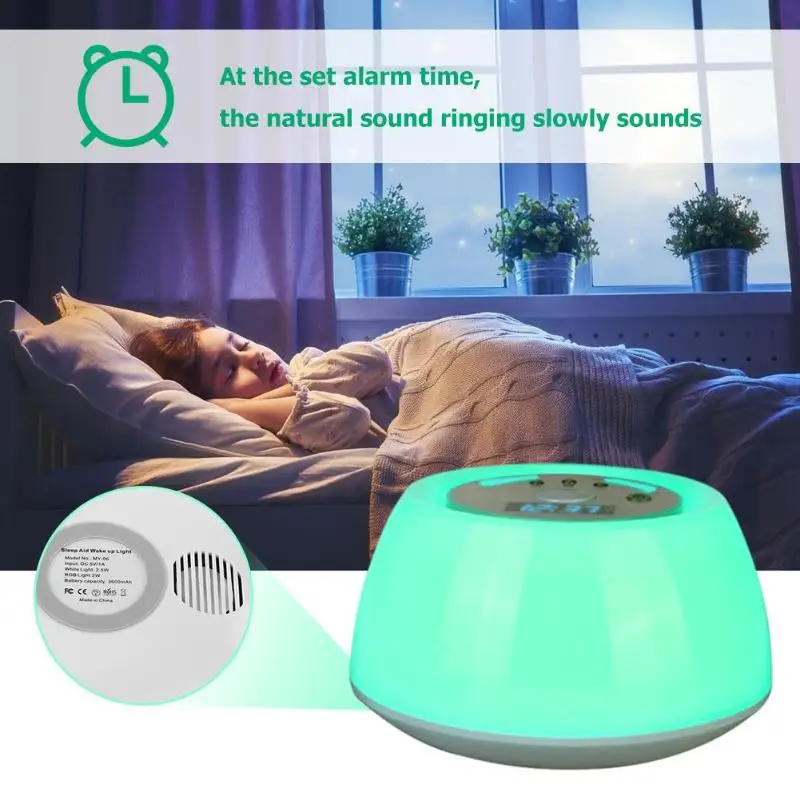 

USB Alarm Clock Wake Up Light Nature Sunrise Simulation Bedside Night Lamp