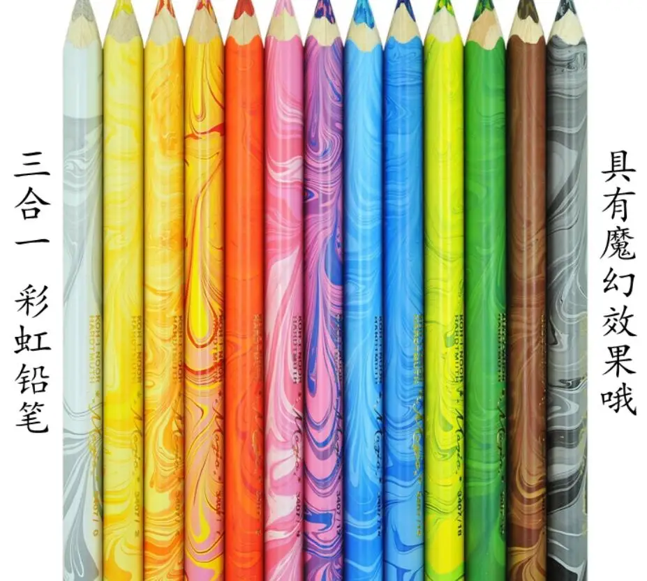 13 шт./компл. волшебные цветные гексагональные карандаши 3 в 1 радужные lapis