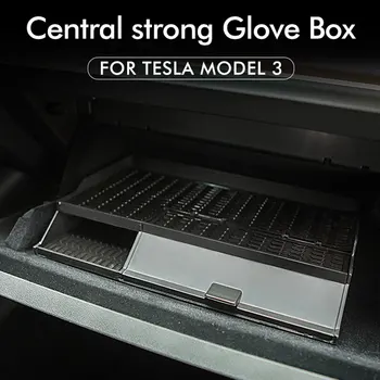 

ABS Front Instrument Storage Box Stowing Tidying Glove Box Double Storey Non-Slip for Tesla Model 3 2018 2019 2020
