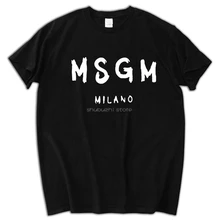 Мужская футболка MSGM, летняя брендовая футболка shubuzbi с буквенным принтом, хлопковая белая серая футболка с круглым вырезом, Прямая поставка sbz5105