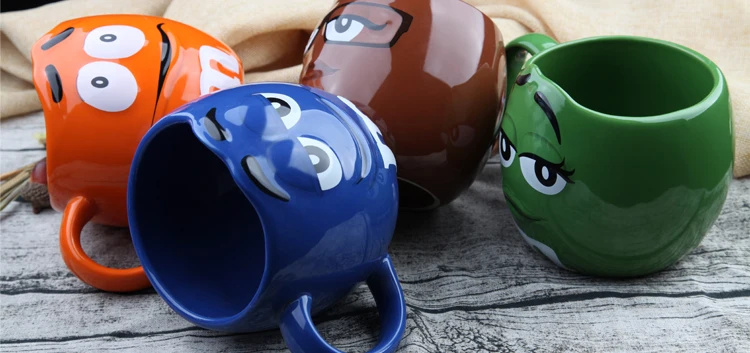 M&M'S Cartoon Mug Chocolate Beans Mug 600ml Genuine M Beans Ceramics Coffee Milk Cups Breakfast Cup Drinkware Drop Shipping