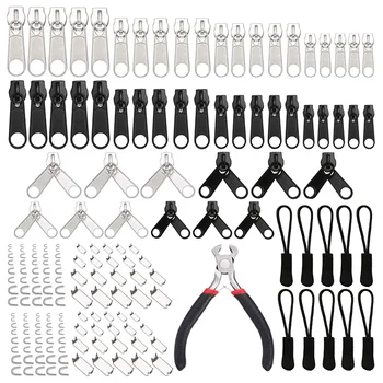 

183Pcs Zipper Repair Kit Zipper Replacement with Zipper Install Pliers Tool and Zipper Extension Pulls for Clothing
