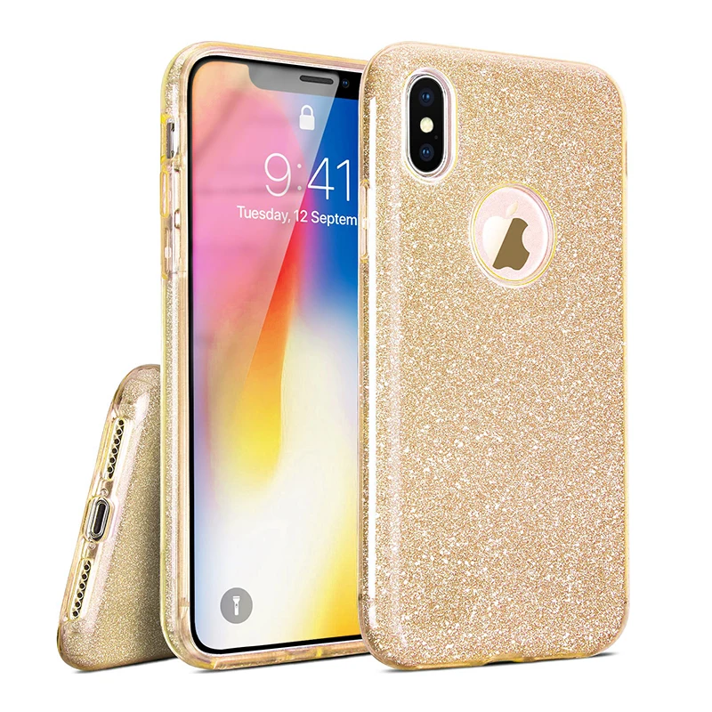 3 Слои Блеск ПК+ чехол из ТПУ для Apple iphone XS MAX XR X 10 десять 7 8 плюс 6 6s 11 Pro MAX полный охват защитный чехол-накладка - Цвет: Gold