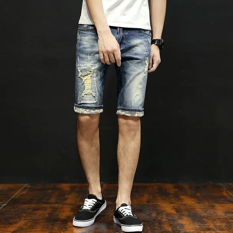 70% OFF 2019 Summer New Men's Stretch Short Jeans Fashion Casual Slim Fit High Quality Elastic Denim Shorts Male Brand Clothes 36 38 40