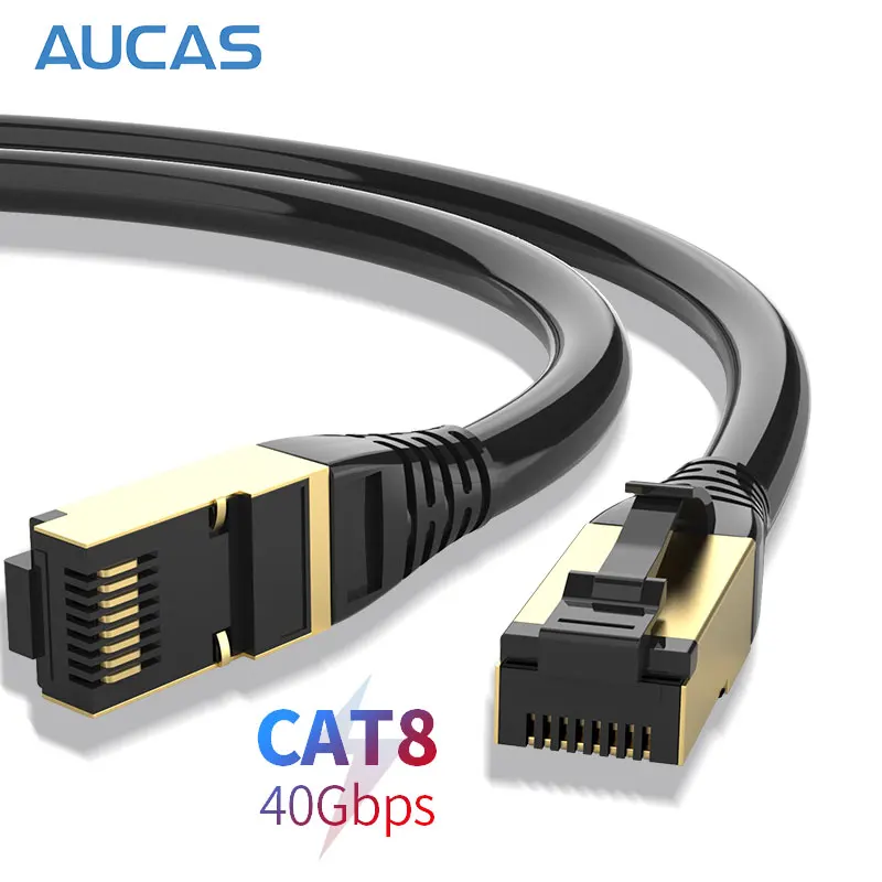 AUCAS SSTP высокоскоростной Cat8 Ethernet соединение RJ45 Перемычка компьютера 8P8C мужской