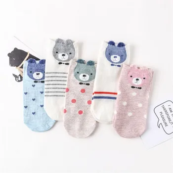 

Hot sale! women's socks short 5pairs/lot spring summer and autumn lovely cartoon cotton sock ladies and woman pink art socks
