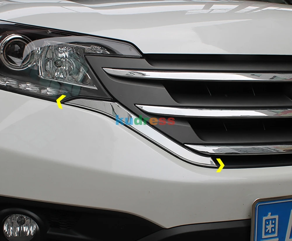Для Honda CRV C-RV 2012 2013 ABS Хромированная передняя головка гриль отделка бампера украшения полосы литья Защитная крышка 2 шт