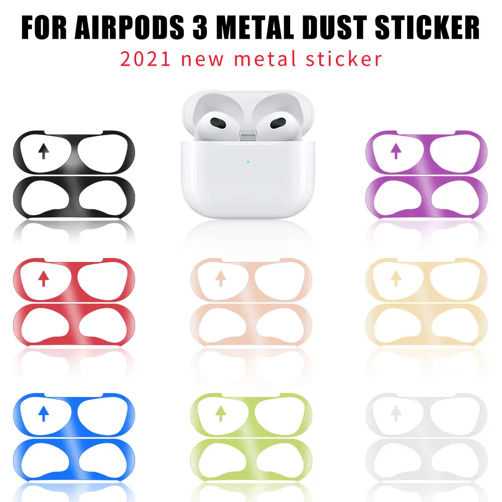 Dust Guard For Apple AirPods 3 Case Box Sticker Metal Dust-proof Inside Protection Earphone Film Airpods Cover Stickers | Электроника