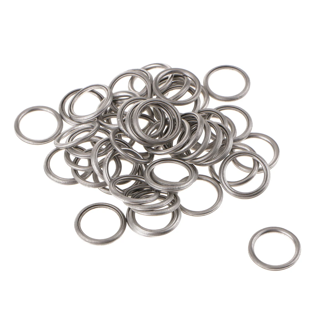 

50Pcs/Set M14 Aluminum Engine Oil Drain Plug Crush Gasket Washers Seals for Mitsubishi V5 V6