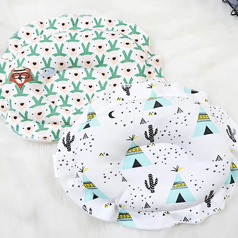 Infant Pillow Head Positioner Baby Sleep Pillow Cotton Newborn Head Support 0-12 Month Bedding Printing