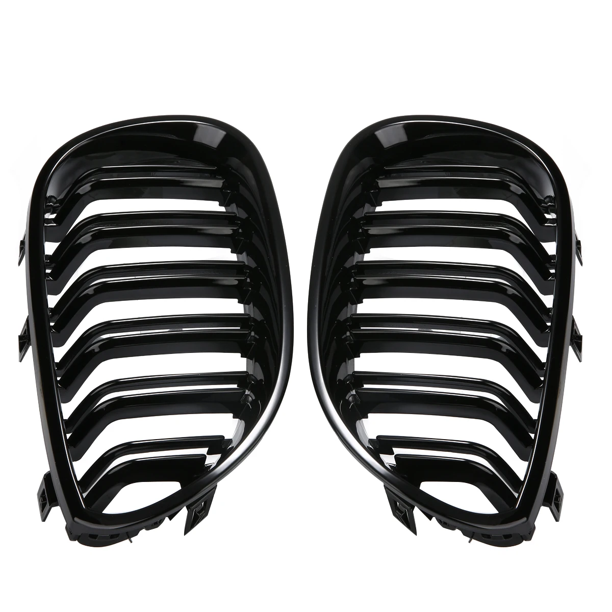 For BMW 1pair Gloss Black Dual Slats Front Kidney Grille ABS Plastic Support E60 E61 M5 5 Series 20