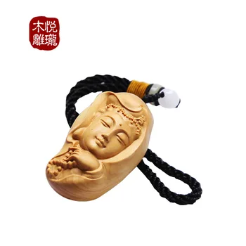 

Wood Carving Guanyin Buddha Beauty Pendant Creative Gift Home Interior Car Pendant (A976)