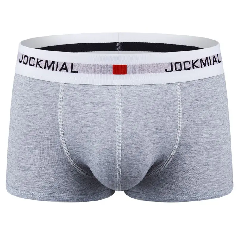 Jockmail, фирменное Мужское нижнее белье, новинка, мужские боксеры, хлопковые дышащие мужские трусы, u-образные выпуклые мужские боксеры, шорты, Calzoncillo slip homme - Цвет: Серый