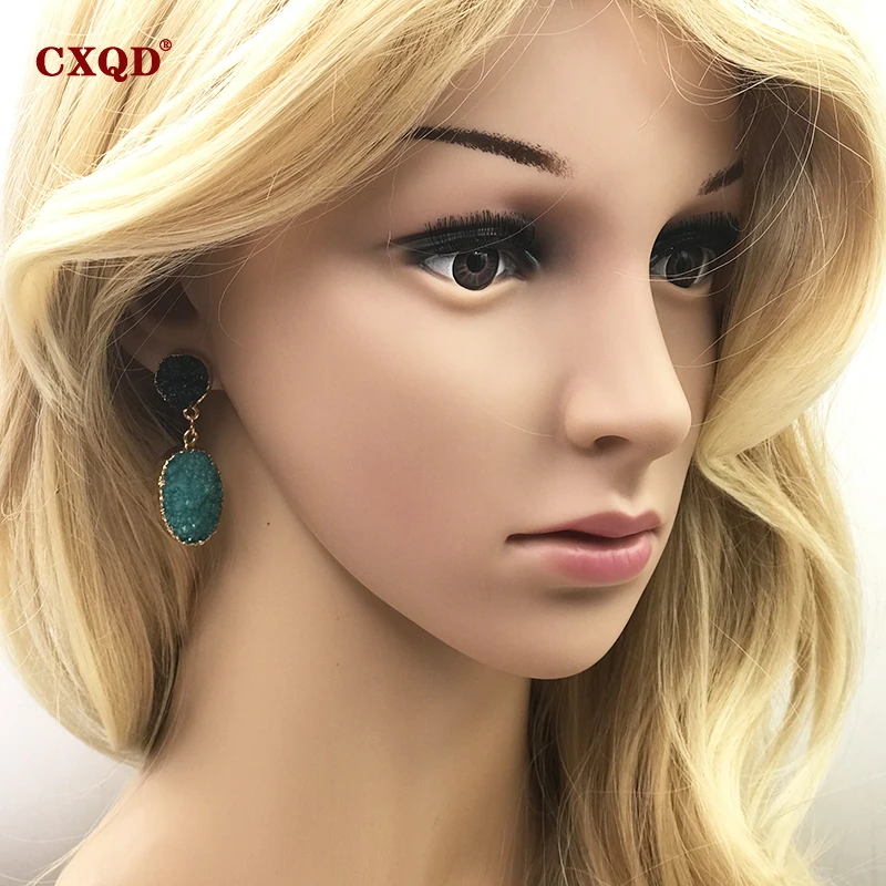 Висячие серьги CXQD женские круглые ювелирные украшения золотого цвета в стиле