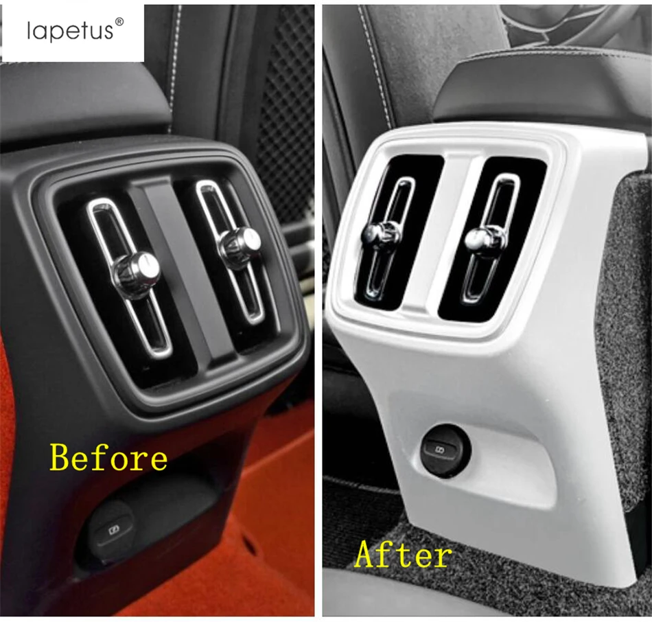 

Lapetus Accessories Fit For VOLVO XC40 2018 2019 2020 Rear Seat Armrest Box Anti Pad Kick Panel Protect Molding Cover Kit Trim