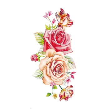 

1 Sheet Disposable Temporary Tattoo Waterproof Rose Flower Body Decoration Tattoo Stickers