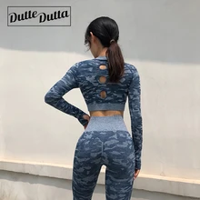 Camisetas Женские топы для йоги и фитнеса Рабочая Рубашка с длинными рукавами с открытой спиной укороченный топ для бега Excsice рубашка