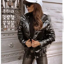 

Cotton Padded Jacket European And American Autumn And Winter Warm And Windproof Hooded Cotton Jacket Thickened Women's Tops