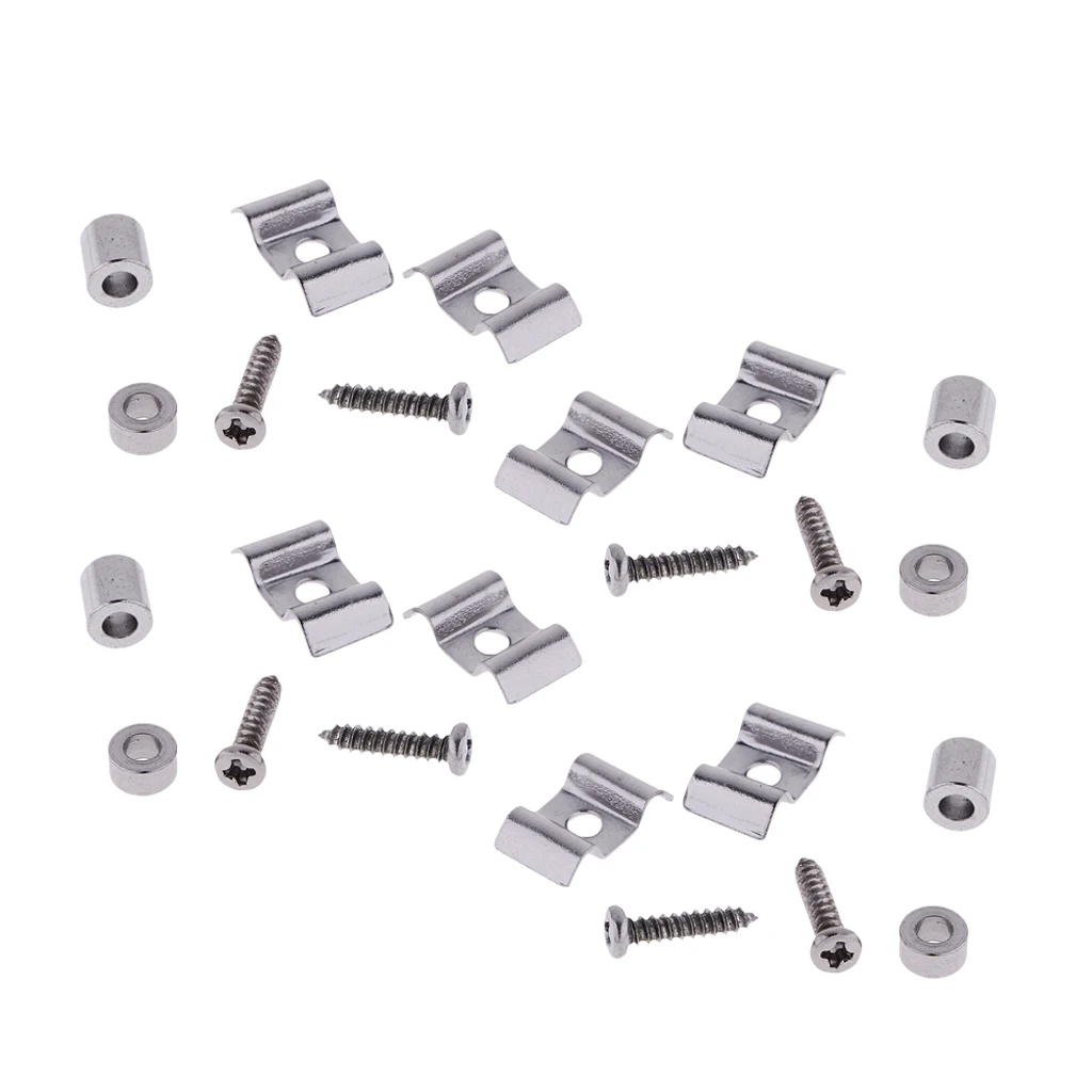 4 Pairs Guitar Roller String Tree Guide Retainer for ST SQ Guitar Electric Guitar Parts Instrument Accessories - Silver 