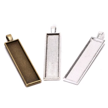 

10Pcs Rectangular Cabochon Pendant Tray Cameo Glass Frame Bezel DIY Craft Making