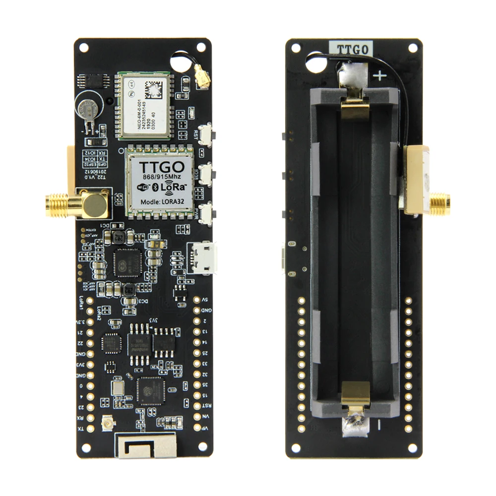 TTGO Т-образной балки ESP32 433/868/915 МГц Wi-Fi Беспроводной Bluetooth модуль ESP 32 gps NEO-6M SMA LORA 32 18650 Батарея держатель с SoftRF