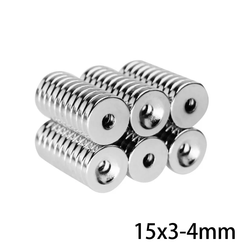 5 ~ 100 шт 15X3-4 мм Диаметр магнита 15X3 отверстие 4 маленькие круглые потайные магниты