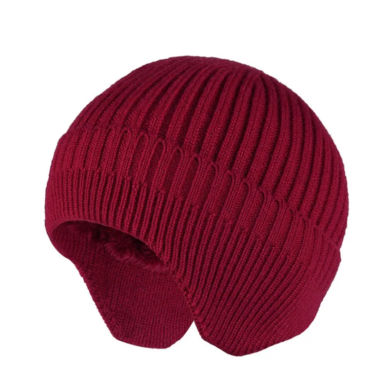 2021 New Winter Earmuff Cap Men's Outdoor Knitted Hat Women's Thicken Warm Beanies Skull Windproof Earflaps  Bonnet  Chapeu