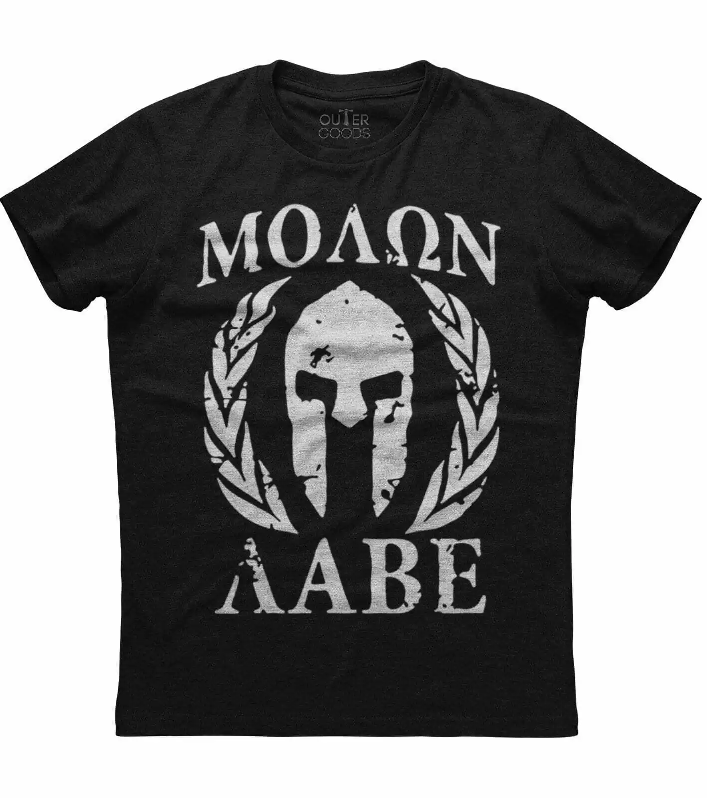 Футболка Molon Labe Spartan с принтом шлема. Летняя Хлопковая мужская футболка круглым