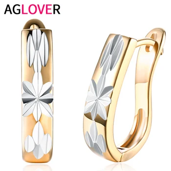 

AGLOVER 20mm 925 Sterling Silver Flower 18k Simple Stud Earrings For Women Fashion Engagement Party Birthday Jewelry