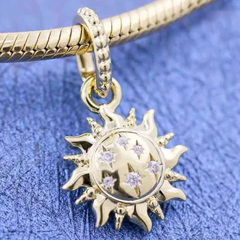 

Original Shine Sparkling Sun With Crystal Pendant Beads Fit 925 Sterling Silver Bead Charm Bracelet Bangle Diy Jewelry