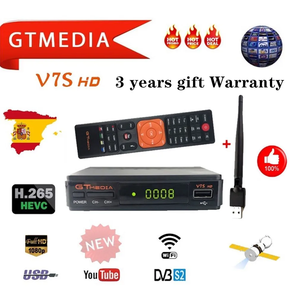 DVB-S2 Gtmedia V7S HD 1080P Digital Receptor de satélite sintonizador Tv caja Cline decodificador Biss | Электроника