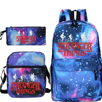 

Hot Sale 2020 Stranger Things Backpack School Bags for Teenager Boys Girls Pencil Case 3Pcs/Sets Kids Travel Rucksack