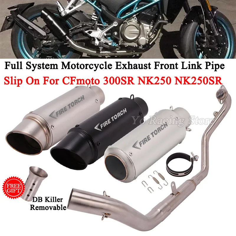 

For CFmoto NK250 NK250SR NK300 NK300SR 300SR 250NK NK250SH Motorcycle Full System Exhaust Escape Modify Front Link Pipe Muffler