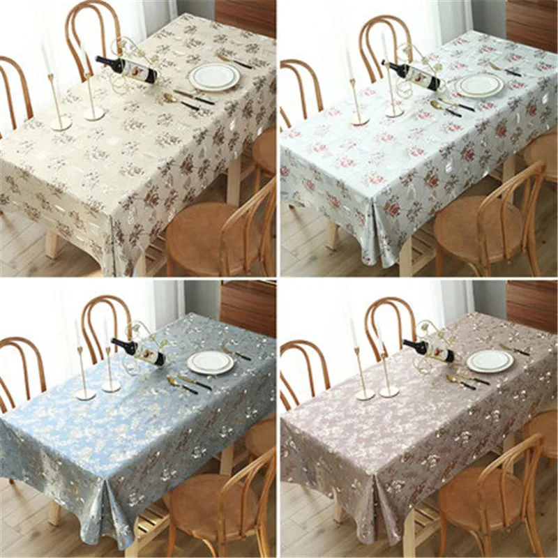 ZHUO MO Soft Oilproof Waterproof TableCloth PVC Bronzing Table Cloth  Disposable table cover for Kitchen Dining Wedding decor