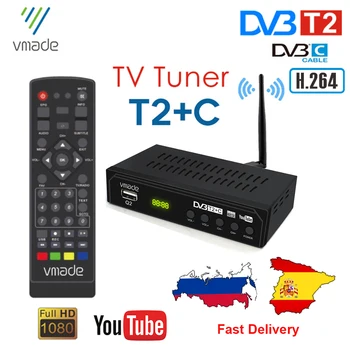 

DVB T2 DVB-C TV Tuner Digital Terrestrial TV Receiver H.264 HD FTA Video Decoder MPEG4 Support Youtube Spain Russia Set Top Box