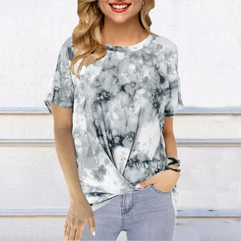 

SWQZVT Women Shirts Fashion Round Neck Short Sleeve Casual Tops Tee Summer Beach Women Tshirts Plus Size Women Tops