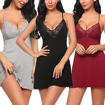 

Porno Sexy Women Lingerie Lace Sleep Dress Wear Nightdress Straps Deep V Neck Hot Erotic Robe Nightie Gown Night Dresses