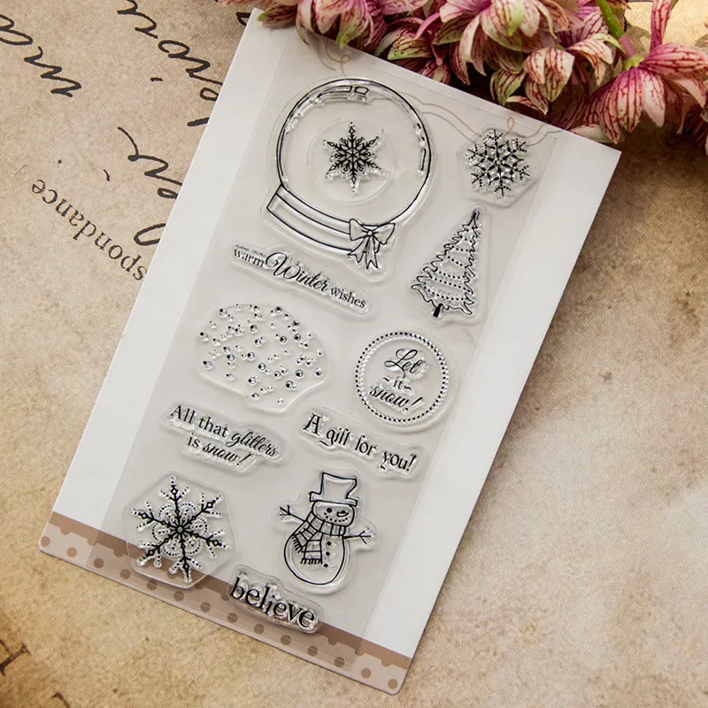

Warm Winter Wishes Transparent Clear Silicone Stamps for DIY Scrapbooking Photo Album Decor