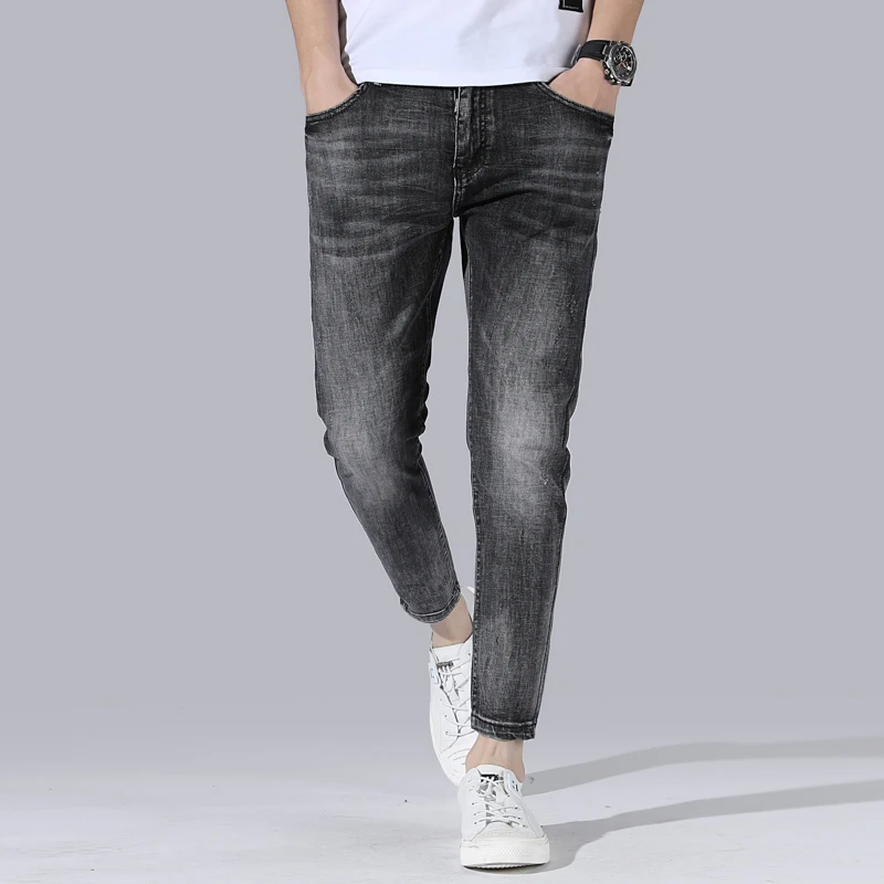 

Jeans Pants Fashion Spring Summer Man Pencil Denim Ankle-length Slim Casual Zipper Fly Mid 2020 Of The